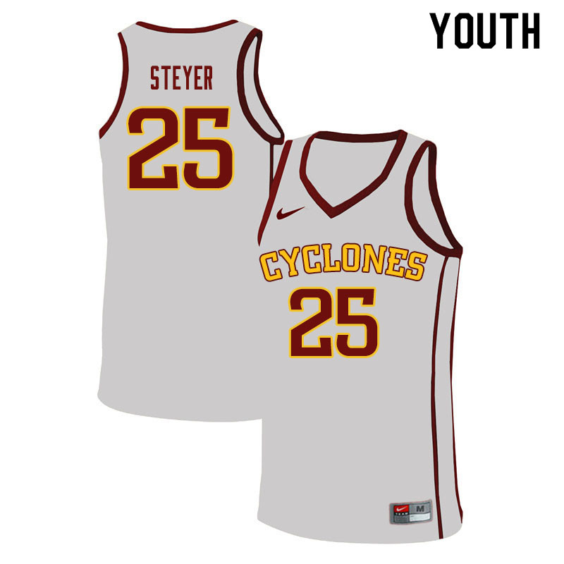 Youth #25 Eric Steyer Iowa State Cyclones College Basketball Jerseys Sale-White - Click Image to Close